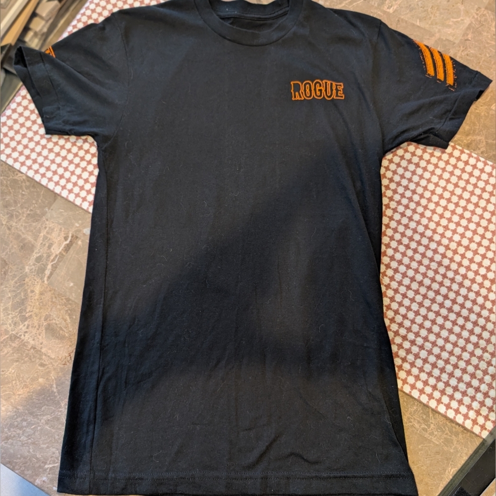 Rogue Black Short Sleeve Tee - Orange And Black With Bat, Size Small